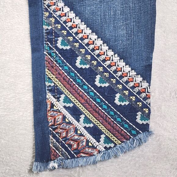 Miss Me Jeans Ankle Skinny Southwest Embroidered Stretch Medium Wash Womens 32 - Picture 6 of 14